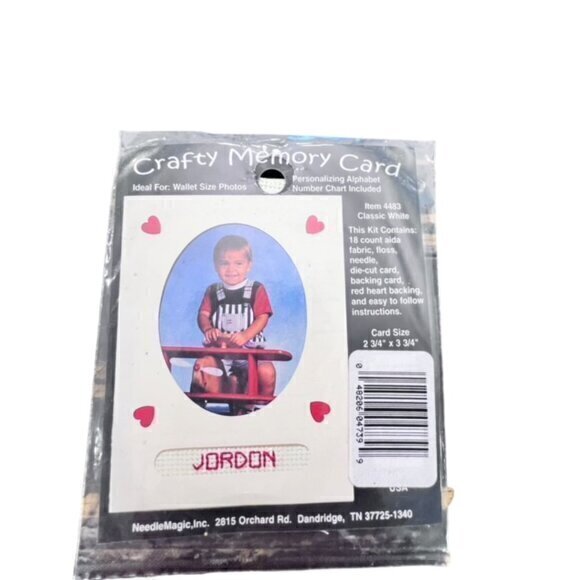 Lot of 2 Crafty Memory Card Cross Stitch Wallet Size Photos Gifts Personalize - Picture 4 of 4